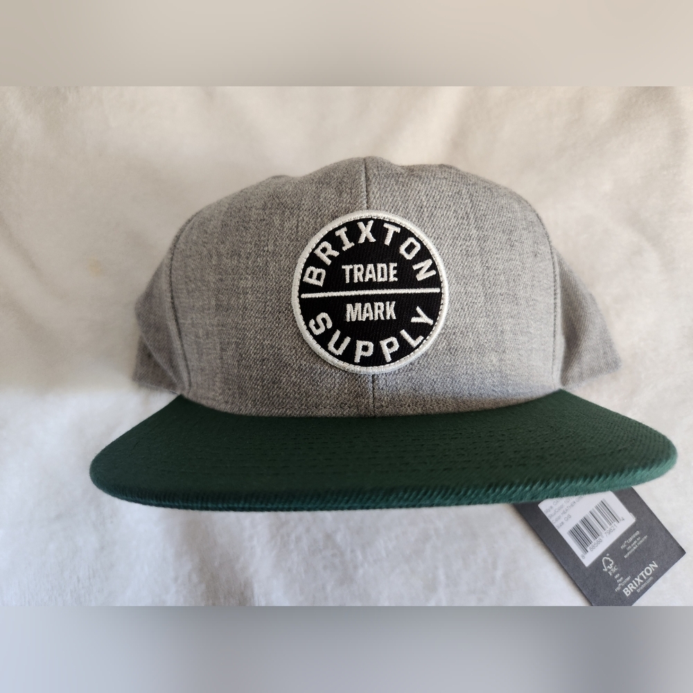 Brixton Oath III Snapback Hat Cap Heather Grey/Spruce Green One Size NWT